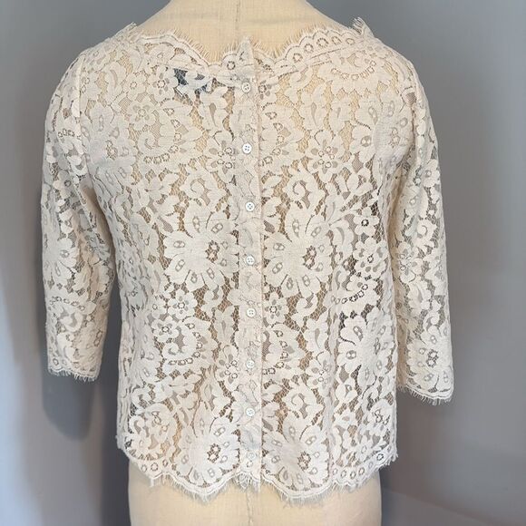 Joie Elvia Cream Lace 3/4 Sleeve Top Size XS - Picture 6 of 13